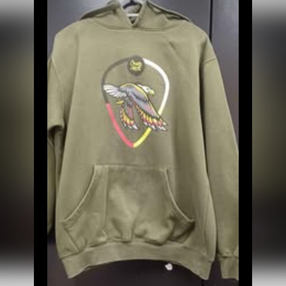 Country Liberty Large Olive Green Eagle Hoodie - Picture 1 of 4